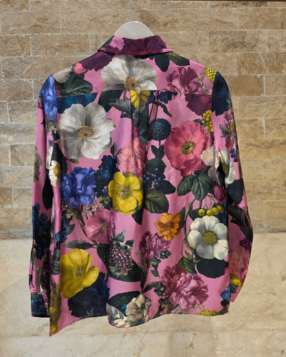 34098 Pink Floral Silk Shirt