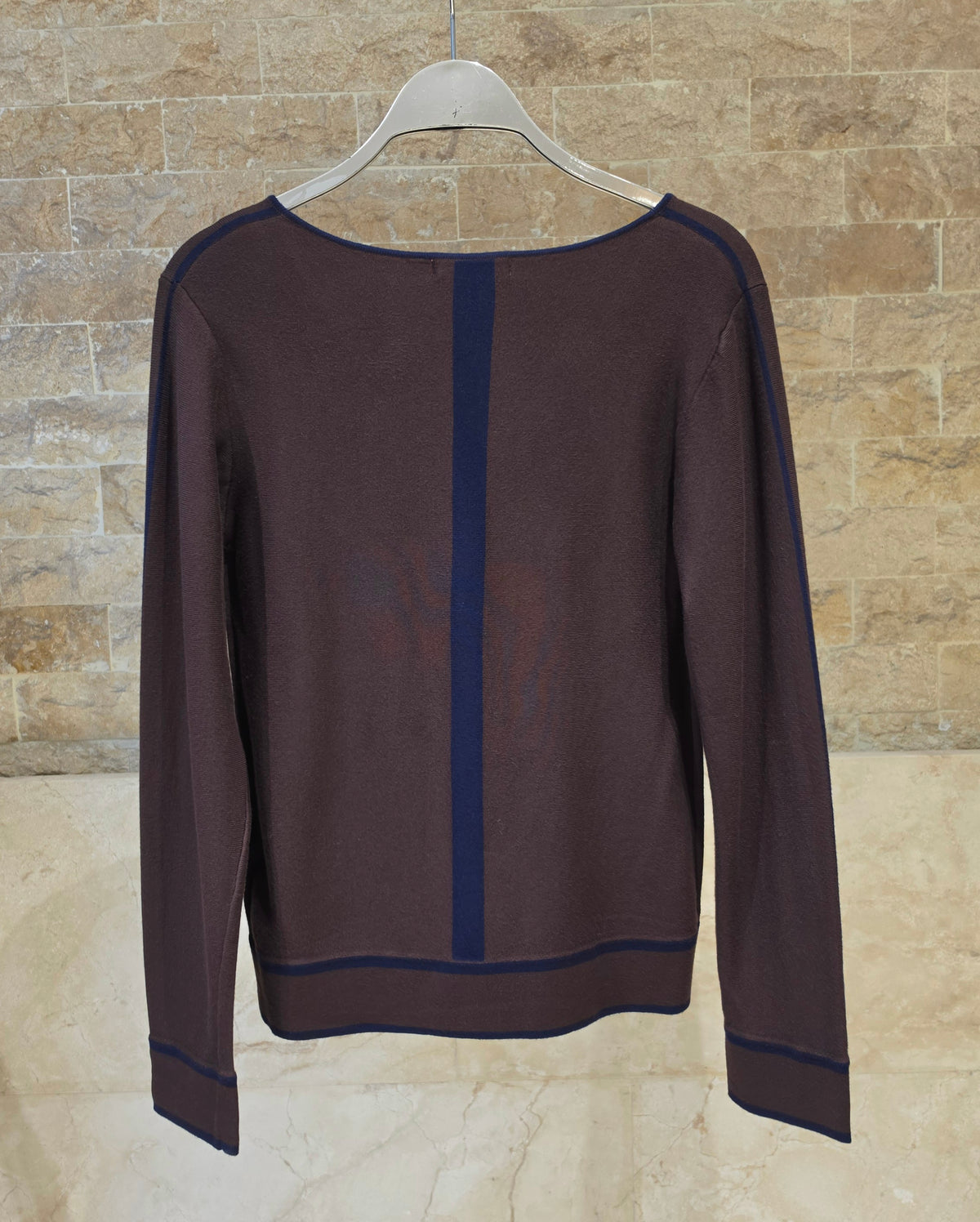 34147 Brown Jersey with Blue Trim