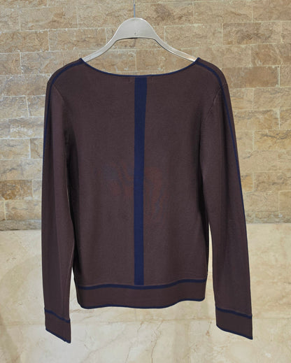 34147 Brown Jersey with Blue Trim