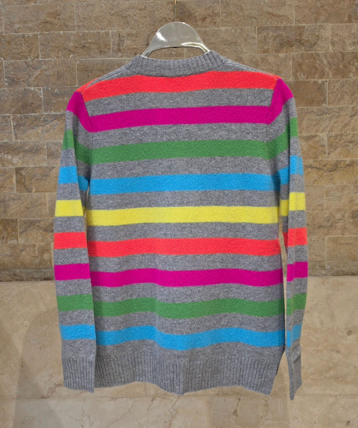 34128 Gray Multicolor Striped Cardigan