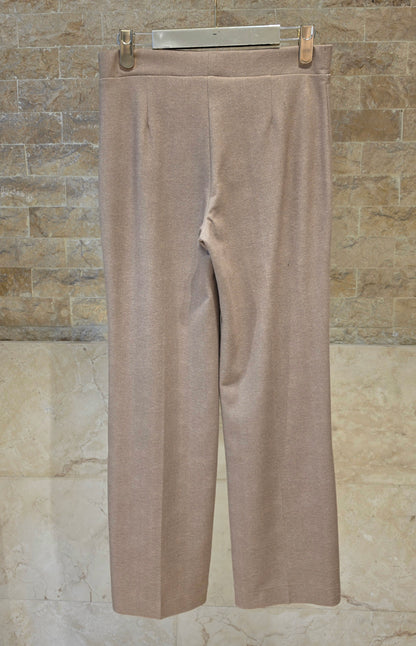 34182 Herringbone Beige Trousers With Side Buttons