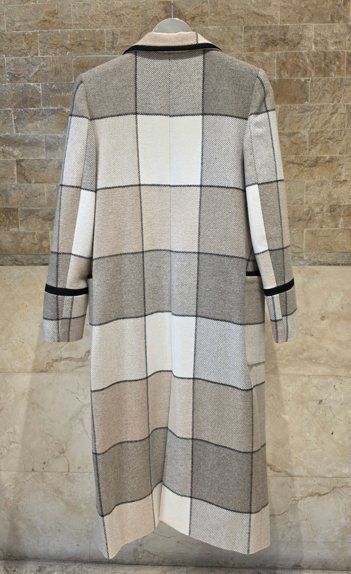 33751 Ecru Plaid Coat