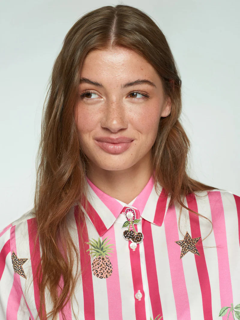 33641 Striped and Leopard Shirt - Brown Loft