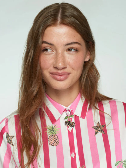 33641 Striped and Leopard Shirt - Brown Loft
