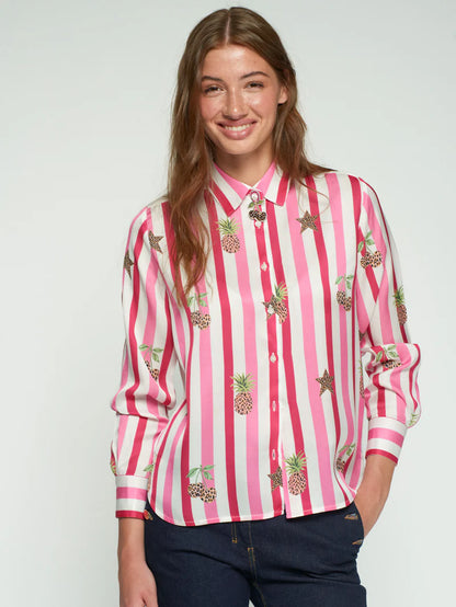 33641 Striped and Leopard Shirt - Brown Loft