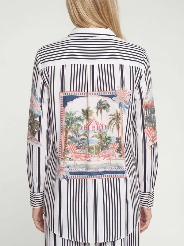 33651 Striped Long Back Shirt قميص مخطط طويل الظهر