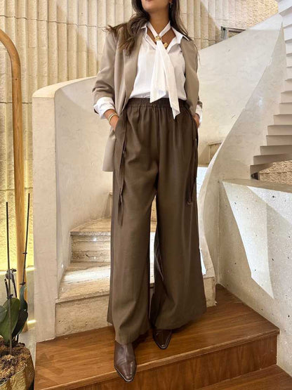 53-1063 جاكيت مزود بأزرار فردية وياقة لابيل - Brown Loft