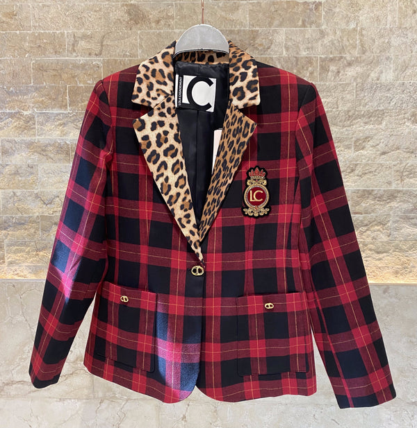 2502013 Animal Print Tartan  Jacket سترة تارتان بطبعة حيوانية