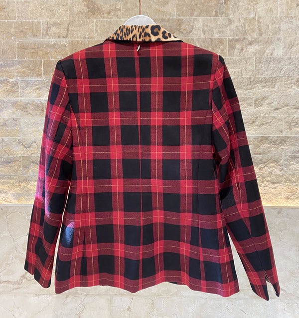 2502013 Animal Print Tartan  Jacket سترة تارتان بطبعة حيوانية