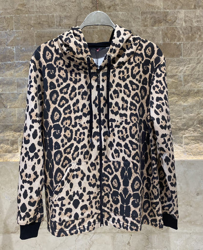 255176121 Leopard Print Oversized Jacket and Pants Set - Brown Loft
