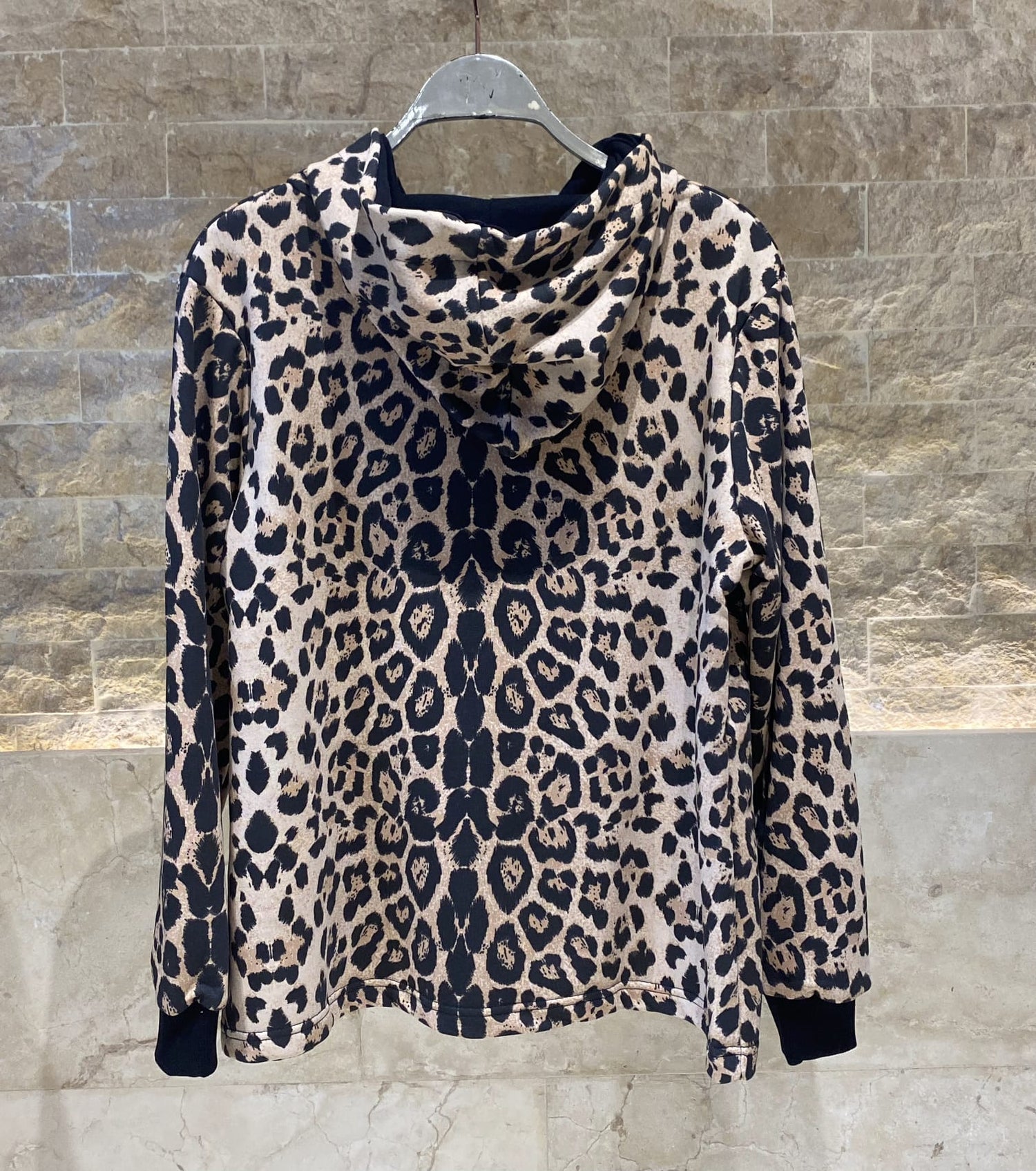 255176121 Leopard Print Oversized Jacket and Pants Set - Brown Loft