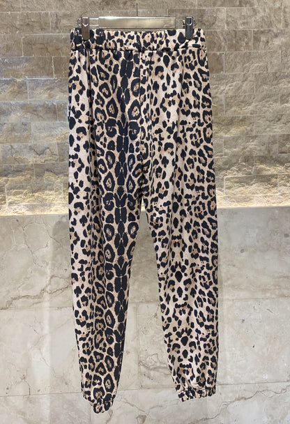 255176121 Leopard Print Oversized Jacket and Pants Set - Brown Loft