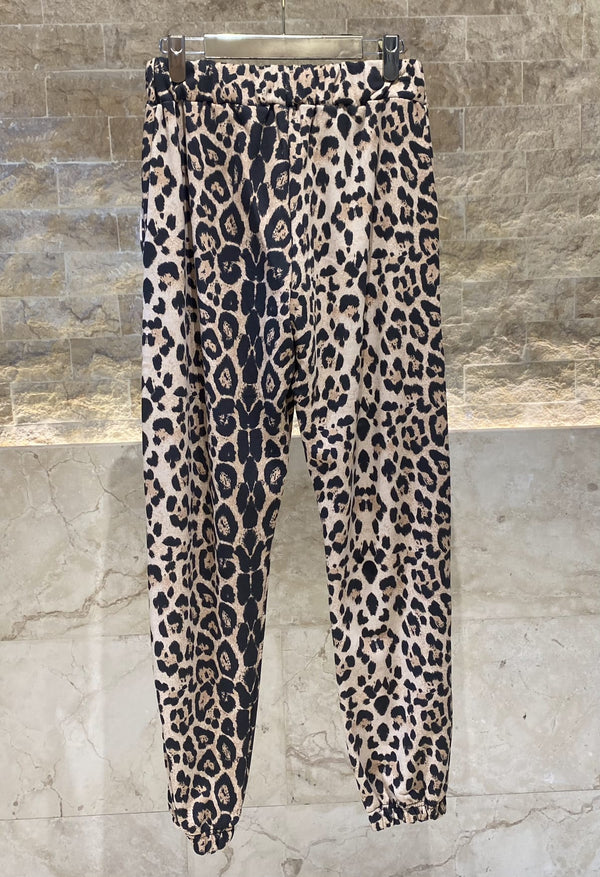 255176121 Set  Leopard Print Oversized Jacket and Pants جاكيت وبنطال واسعان بنقشة جلد النمر