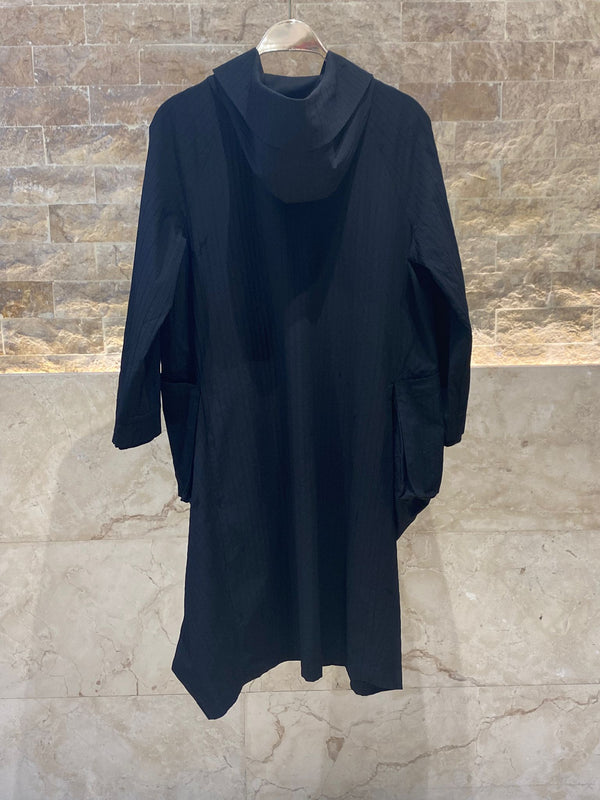 25AW-5066 معطف رسمي بغطاء رأس وسحاب وياقة