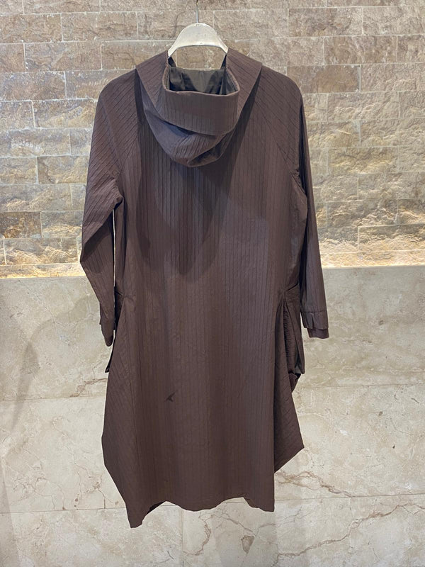 25AW-5066 معطف رسمي بغطاء رأس وسحاب وياقة