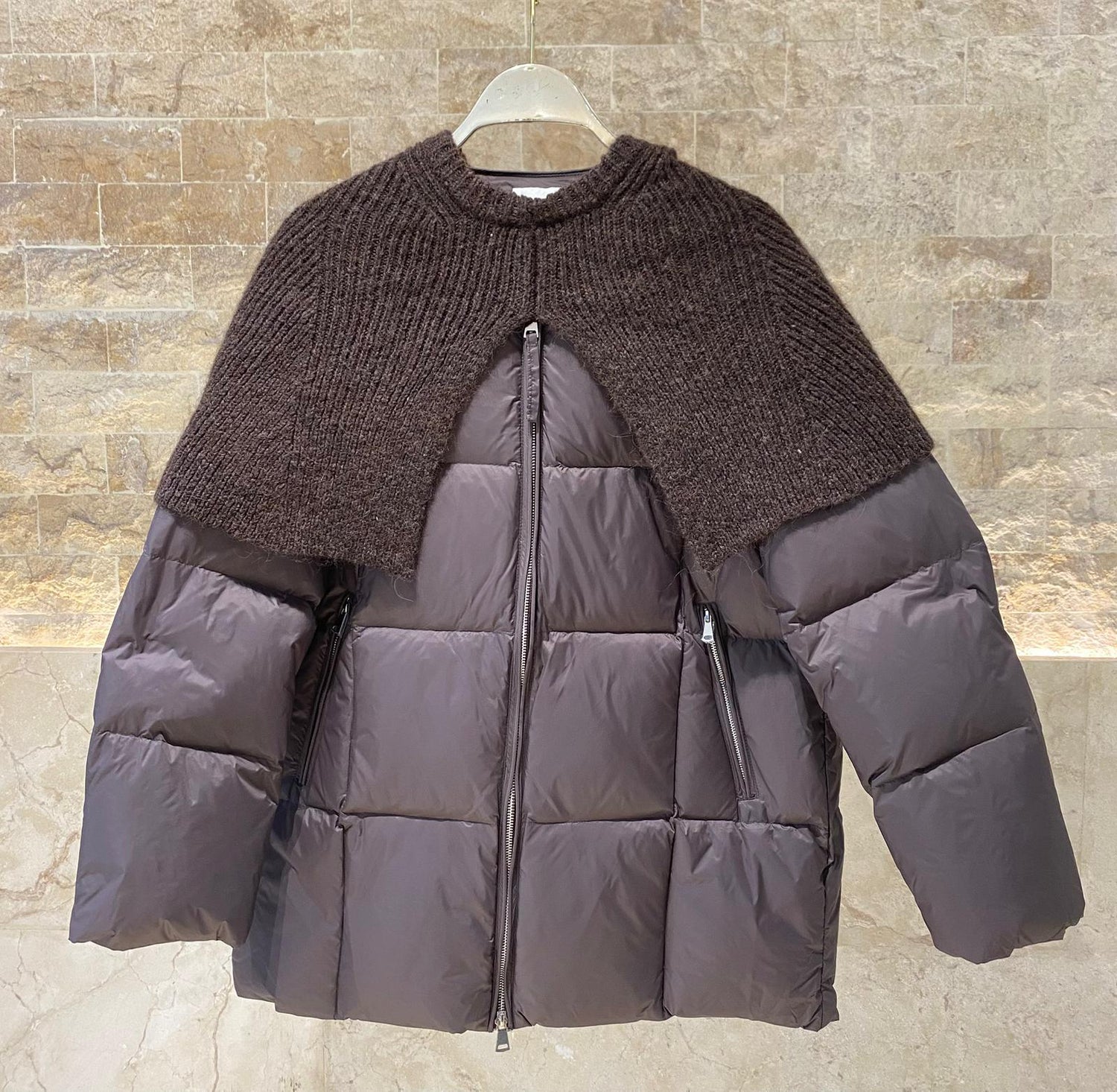 25AW-6107 Quilted Down Loose Jacket - Brown Loft