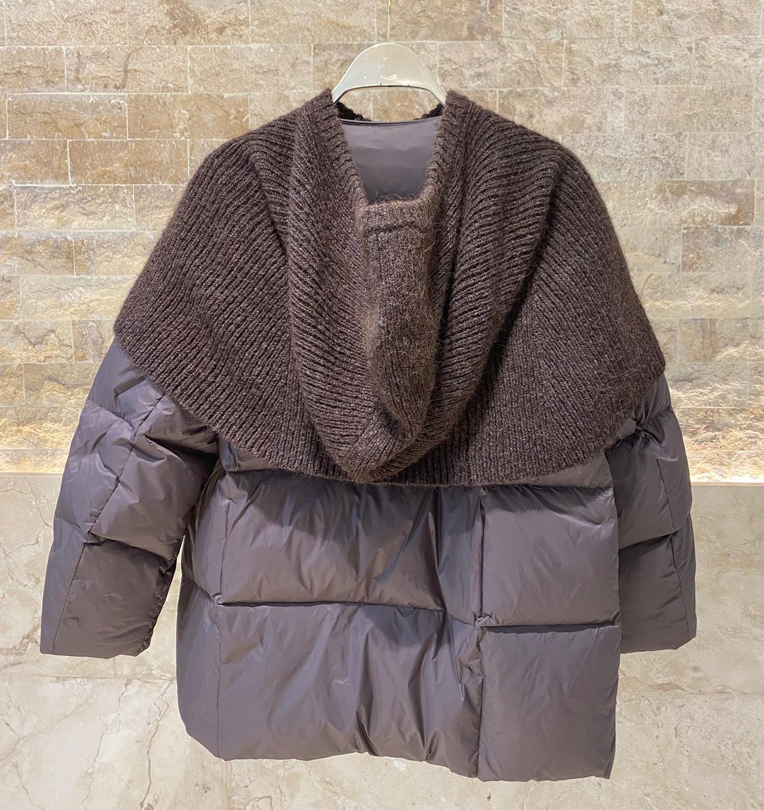 25AW-6107 Quilted Down Loose Jacket - Brown Loft