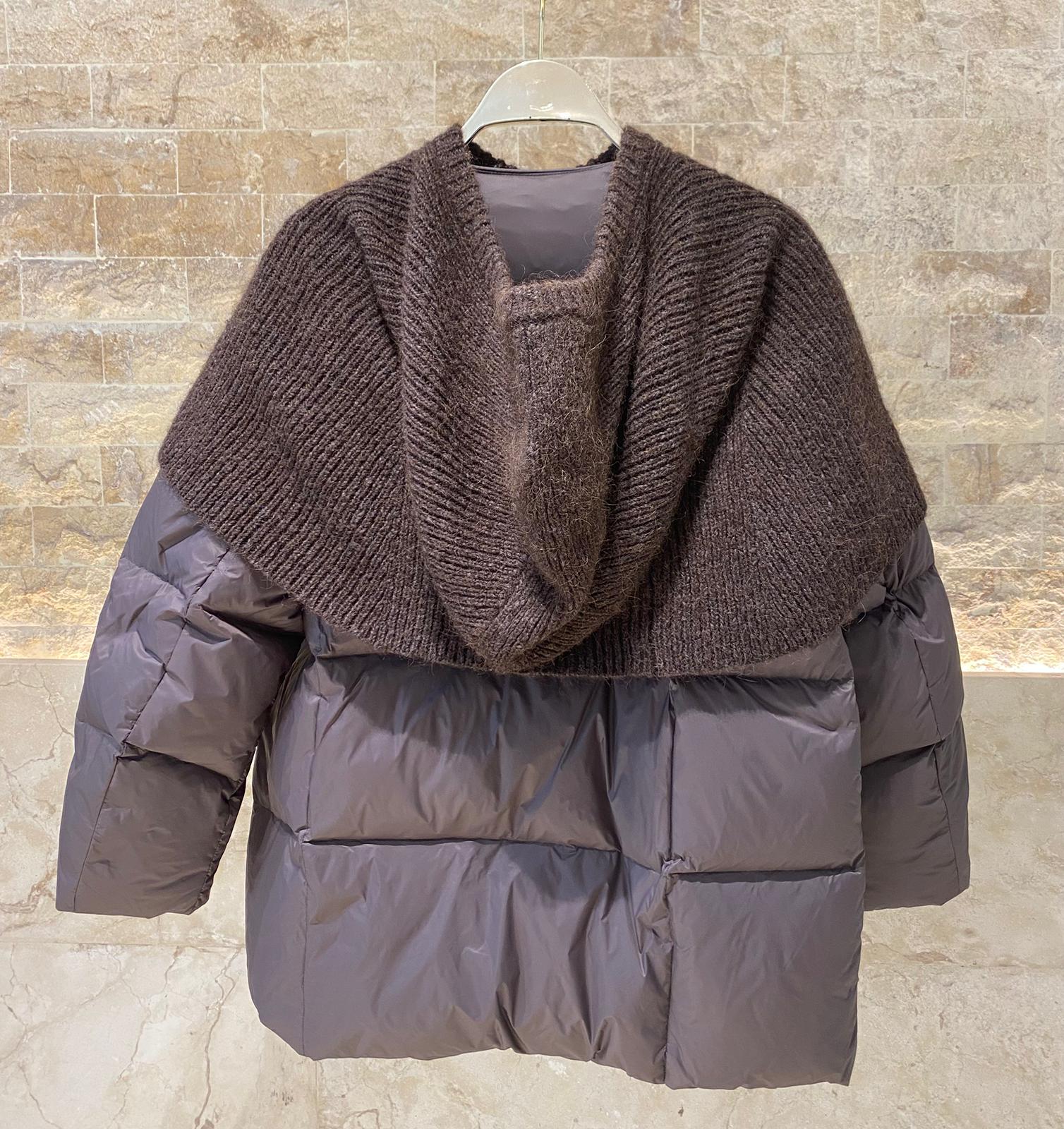 25AW-6107 Quilted Down Loose Jacket - Brown Loft
