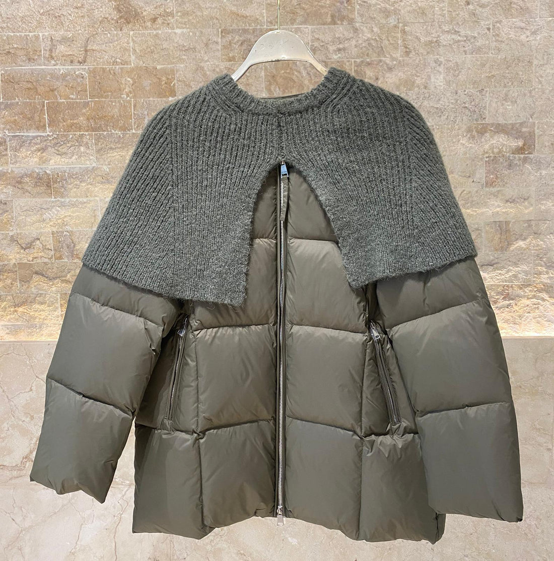 25AW-6107 Quilted Down Loose Jacket - Brown Loft