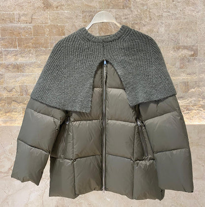 25AW-6107 Quilted Down Loose Jacket - Brown Loft