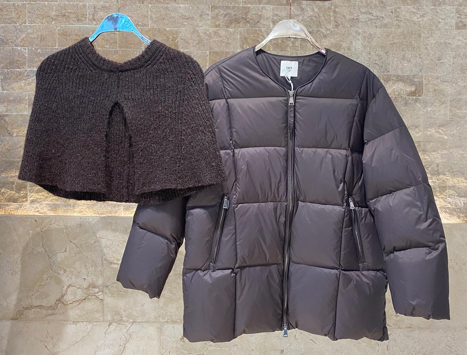 25AW-6107 Quilted Down Loose Jacket - Brown Loft