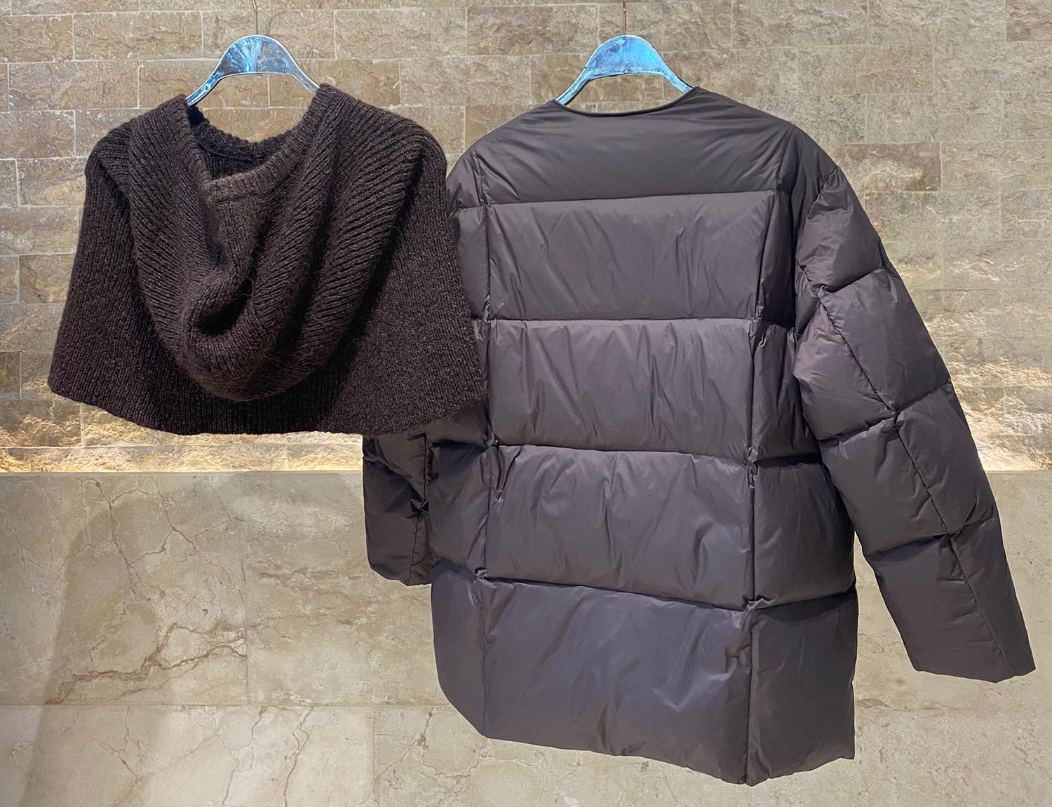 25AW-6107 Quilted Down Loose Jacket - Brown Loft