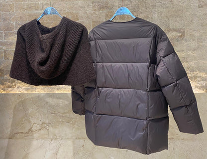 25AW-6107 Quilted Down Loose Jacket - Brown Loft