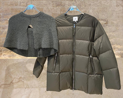 25AW-6107 Quilted Down Loose Jacket - Brown Loft