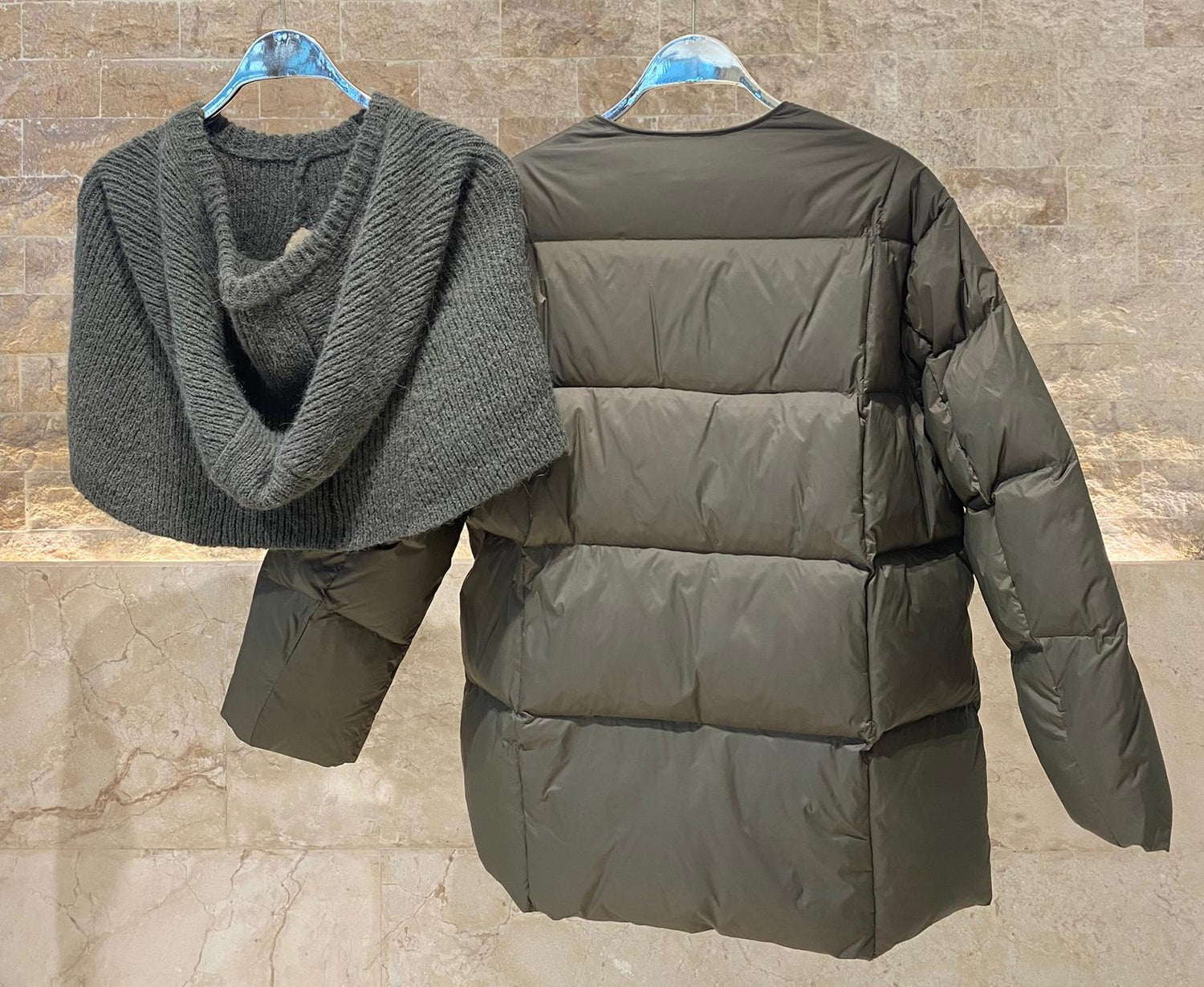 25AW-6107 Quilted Down Loose Jacket - Brown Loft