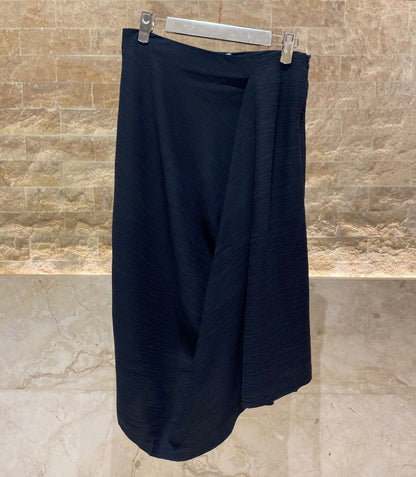 25S-7016 Side Zippered Asymmetrical Tencel Drape Skirt - Brown Loft