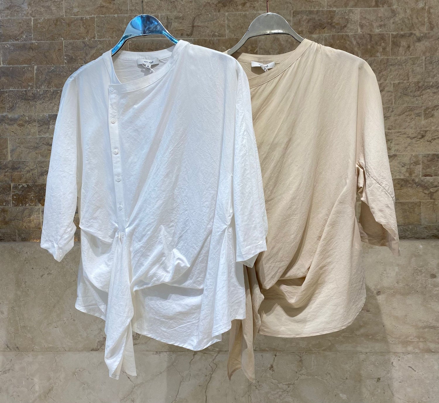 26S-1029 Asymmetric Buttoned Top - Brown Loft