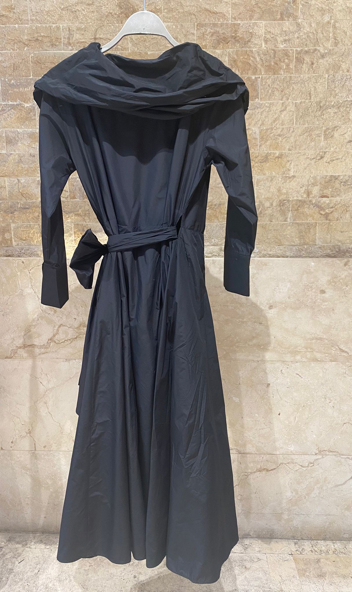 26SS-BC6015 Sculptural Ruffle Collared Wrap Dress - Brown Loft