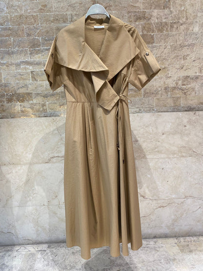 Trench Style Wrap Midi Dress 26SS-BZ2144 - Brown Loft