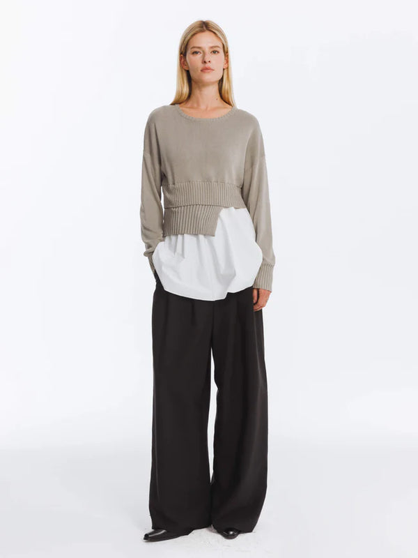 COBAK5024 (Panelled Knitwear Jumper Top) بلوزة كنزة محبوكة مغطاة بألواح