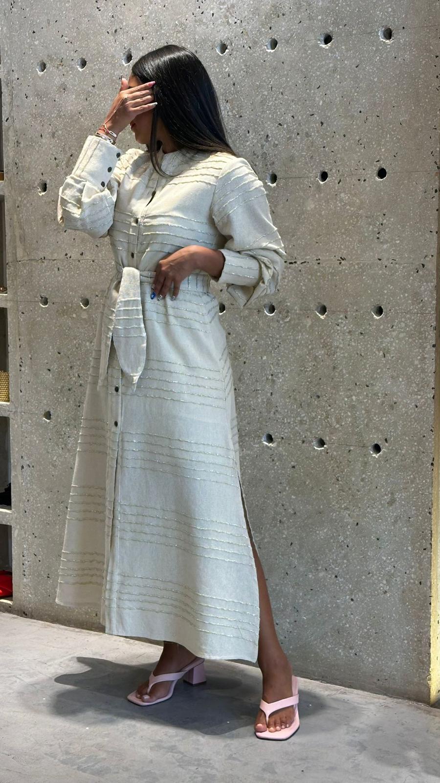 Aquanera Gold Striped Long Dress