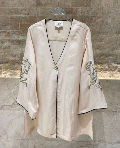 8301.3043 Oversized Linen Kimono Shirt - Brown Loft