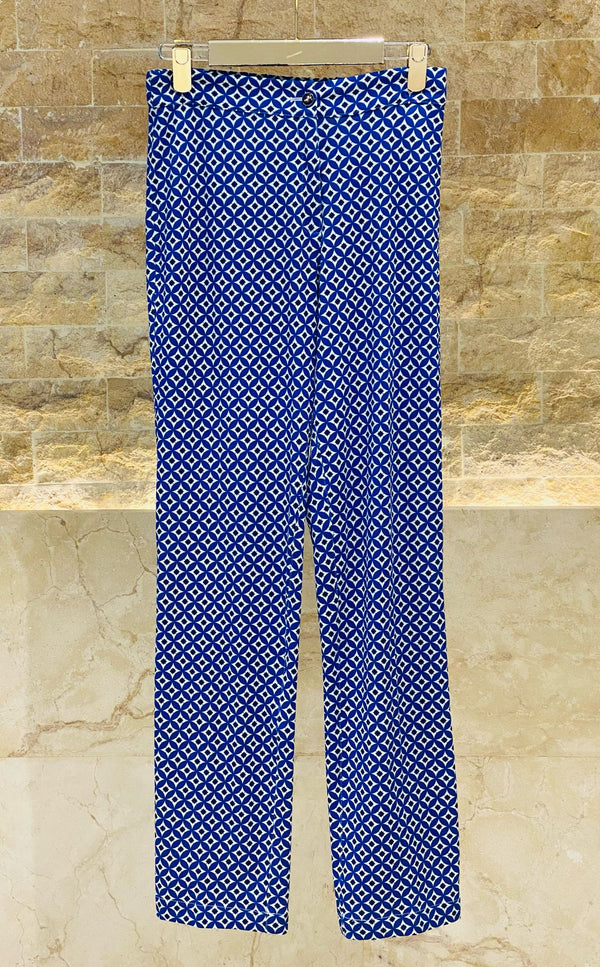Geometric Print Straight Cut Pants - 32251