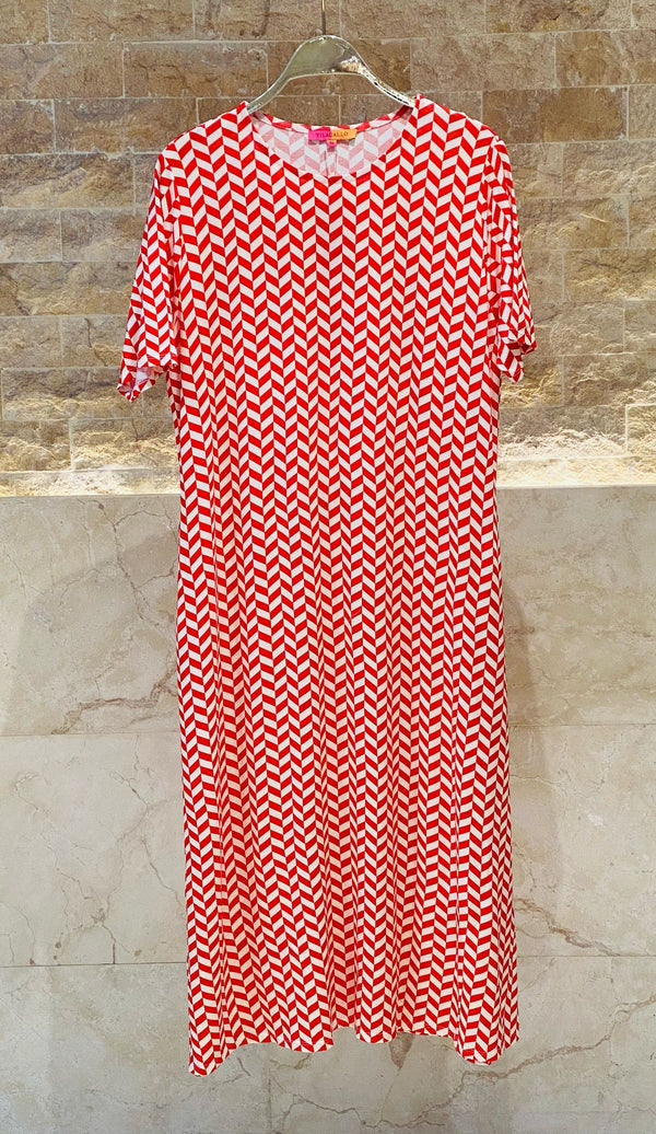 Geometric Print Long Dress - 32284