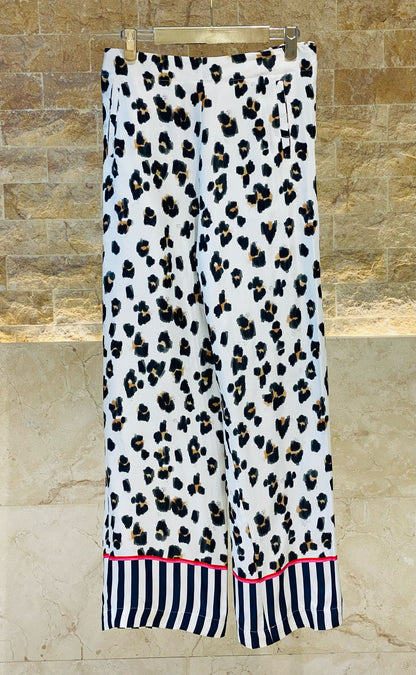Leopard Print Satin Pants - 32472 - Brown Loft