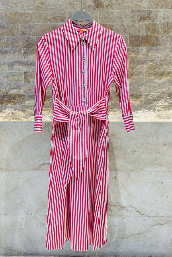 Red/White Striped Poplin Dress - 32510