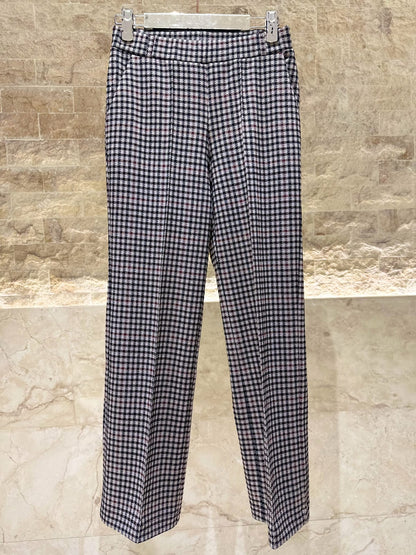 32698 Houndstooth Pattern Straight Leg Pants - Brown Loft
