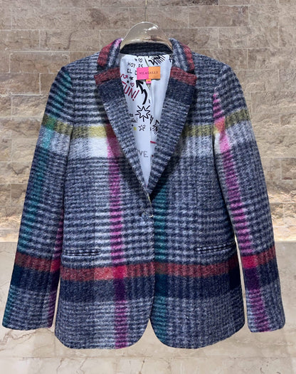 32792 Structured Cut Checkered Jacket - Brown Loft