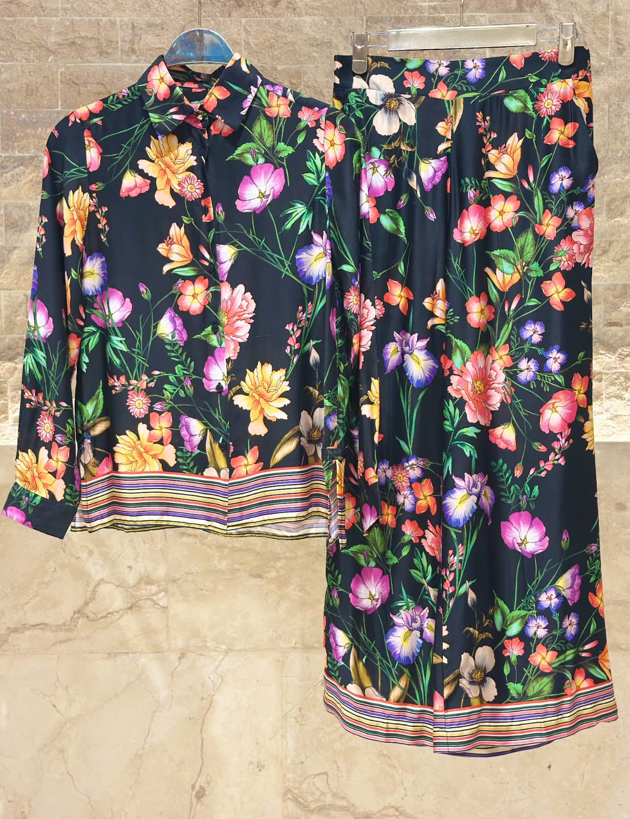 32856/32853 Floral Print Shirt and Pants Set - Brown Loft