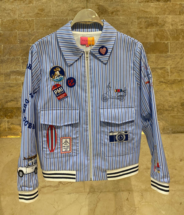 33207 Striped Bomber Jacket