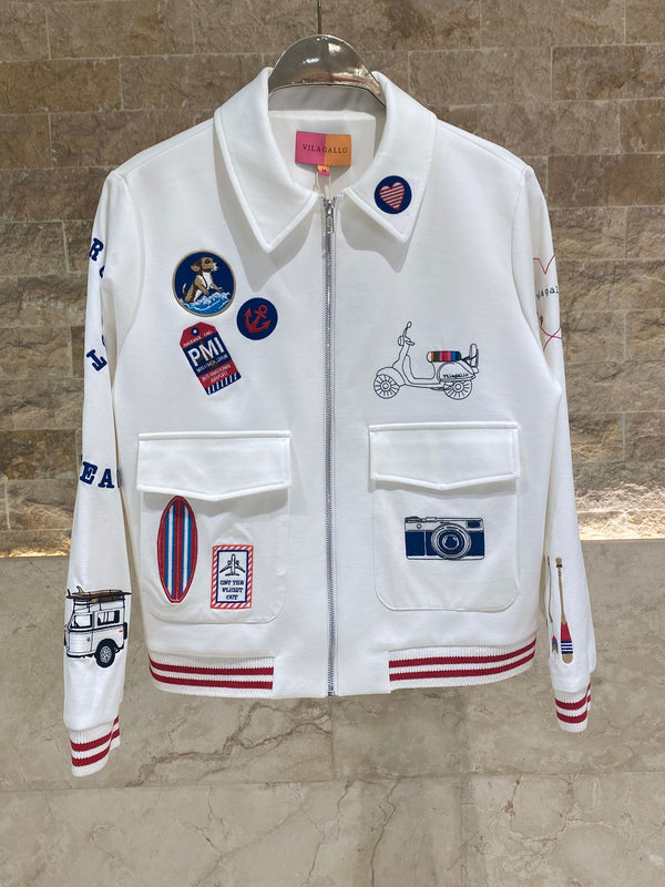 33208 Bomber Jacket جاكيت بومبر مطرز بتطريزات ركوب الأمواج