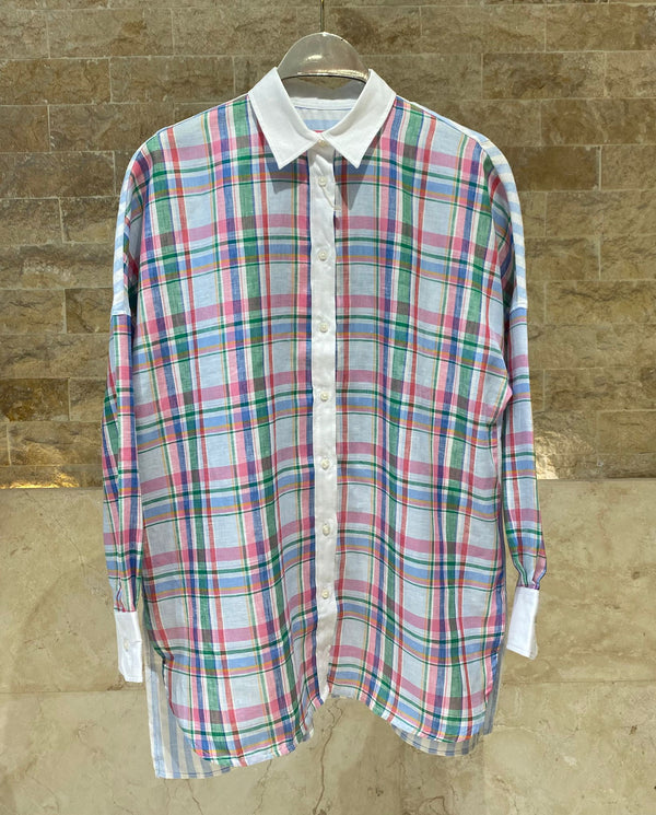 33365 Multicolor Checkered Oversized Shirt