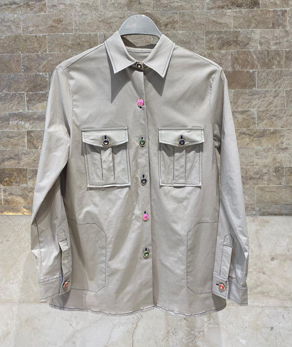 33411 Colored Buttoned Jacket