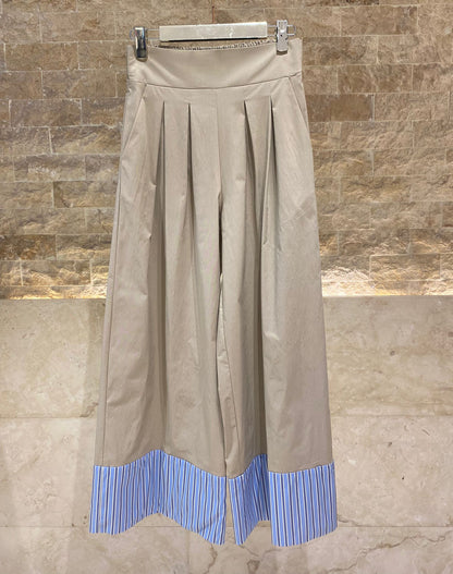33419 Wide Leg Pleated Culottes Pant بنطال كولوتس واسع الأرجل ومكسر - Brown Loft