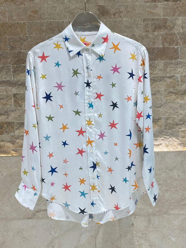 33493 Star Print Viscose Shirt قميص فيسكوز مطبوع عليه نجوم
