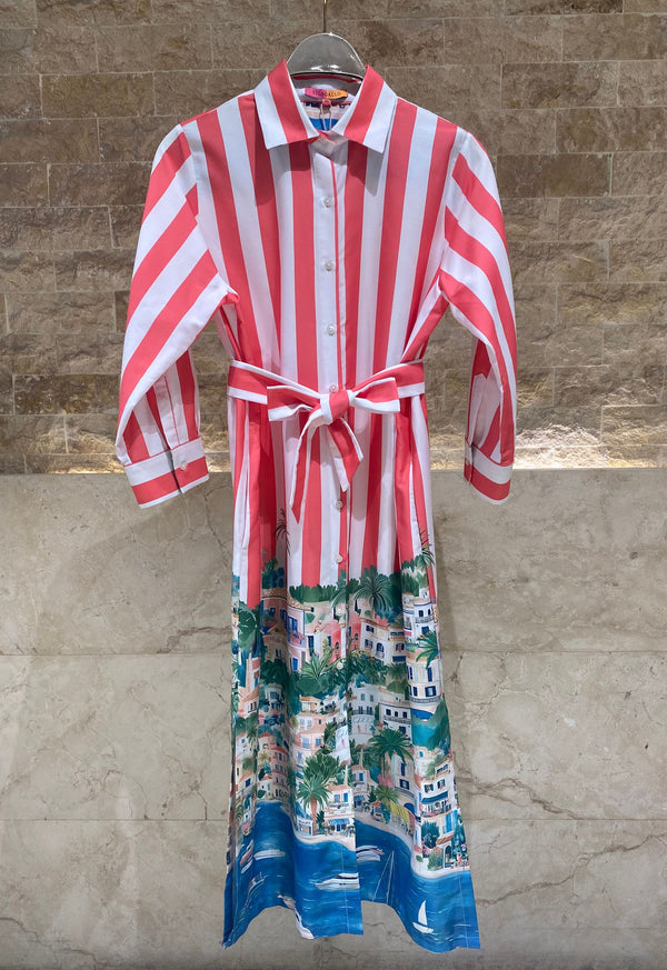 33554  Stripe Printed Long Dress فستان طويل مخطط